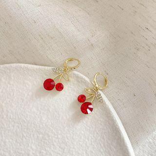 Cherry Rhinestone Alloy Dangle Earring 1 Pair - 01 - Red - One Size