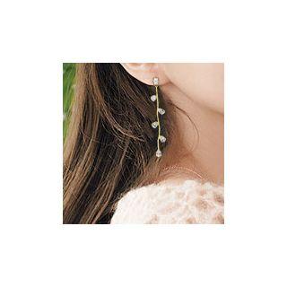 Rhinestone Dangle Earring 1 Pair - Stud Earrings - White & Gold - One Size