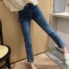 High-waist Slit Cropped Jeans