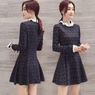 Lace Collar Long-sleeve A-line Dress