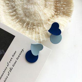 Heart & Disc Dangle Earring 1 Pair - S925 Silver - As Shown In Figure - One Size