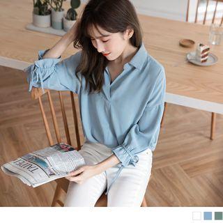 Tie-cuff 3/4 Sleeve Chiffon Top