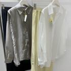 Plain Shirt Grayish Green - One Size