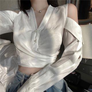 Cold Shoulder Cropped Shirt