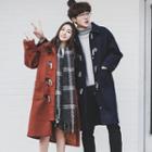 Couple Matching Plain Long Toggle Coat