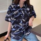 Patterned Short Sleeve Shirt As Shown In Figure - One Size