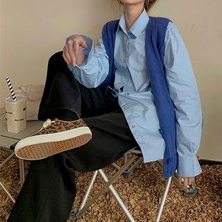 Long-sleeve Shirt / Button-up Sweater Vest