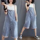 Denim Wide-leg Capri Jumper Pants