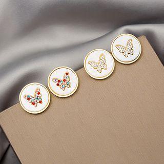 Butterfly Rhinestone Shell Earring
