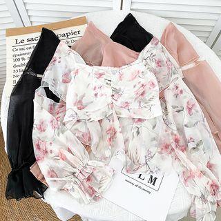 V-neck Cutout Cropped Blouse