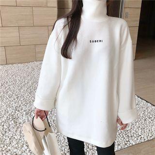 Turtleneck Letter Oversized Sweatshirt