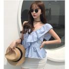 Sleeveless Asymmetrical Ruffle Top