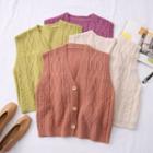 Button-down Cable-knit Vest In 8 Colors