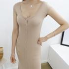 Cap-sleeve Buttoned Maxi Dress