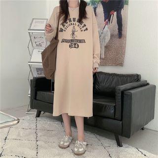 Print Slit Sweatshirt Dress