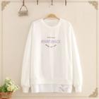 Inset T-shirt Lettering Embroidered Sweatshirt White - One Size