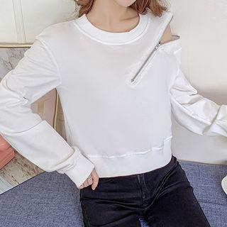 Zip Off-shoulder Sweatshirt