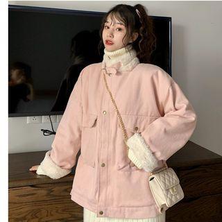 Pock Detail Button Jacket As Shown In Figure - One Size