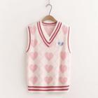 Heart Sweater Vest Pink - One Size