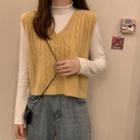 Long-sleeve Mock-neck Knit Top / Cable Knit Sweater Vest