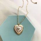 Faux Pearl Heart Pendant Necklace 1 Pc - Necklace - One Size