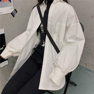 Front Pocket Plain Button-down Shirt