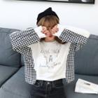 Plaid Panel Printed Pullover