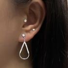 Rhinestone Drop Earring 1 Pc - With Earring Back - Silver - One Size