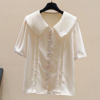 Faux Pearl Accent Short-sleeve Shirt