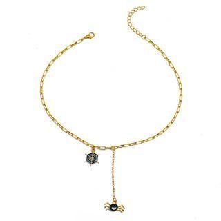 Halloween Spider Pendant Alloy Necklace 01 - Gold - One Size