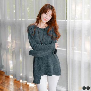 Asymmetrical Surplice Marled Sweater