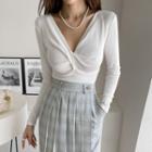Plunge-neck Knotted Crop Top