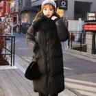 Hooded Patch-pocket Long Puffer Coat