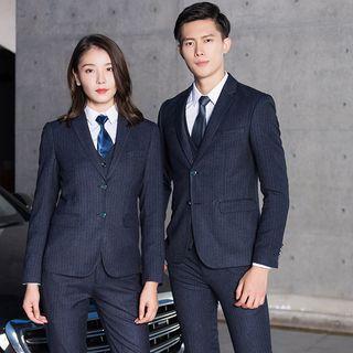 Couple Matching Pocketed Blazer / Vest / Dress Pants / Pencil Skirt / Shirt / Set