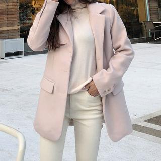 Notch-lapel Wool Blend Jacket With Belt