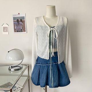 Tie-front Light Cardigan / Camisole Top / Set
