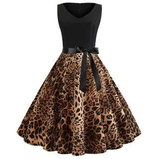 Leopard Sleeveless A-line Party Dress
