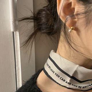 Faux-pearl Ball Ear Studs Gold - One Size