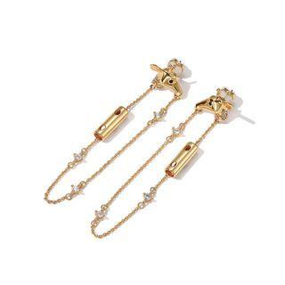 Fashion Plated Gold Giraffe Tassel Earrings With Cubic Zircon Golden - One Size