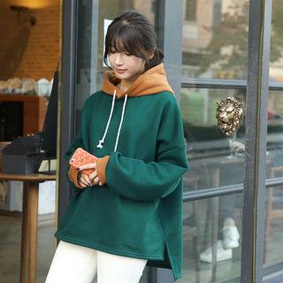 Color-block Brushed-fleece Lined Hoodie