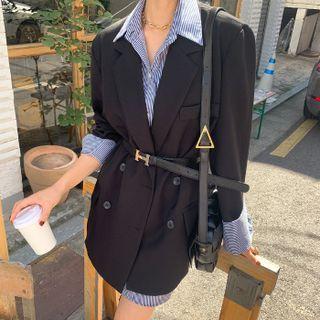 Inset Stripe Shirt Double-button Blazer