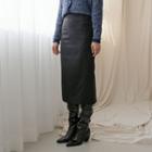 Seam-trim Slit-detail Midi Skirt