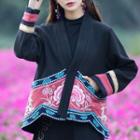 Floral Panel Cardigan Black - One Size