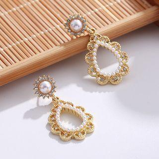 Faux Pearl Alloy Drop Earring 1 Pair - Ear Studs - One Size