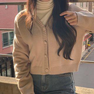[cle.] Drop-shoulder Cropped Cardigan