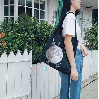 Moon Print Tote Bag Moon - Black - One Size
