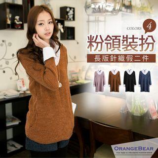 Mock Two-piece Long Knit Top