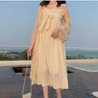 Sleeveless Ribbon A-line Midi Dress / Light Jacket