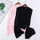 Trumpet-sleeved Sweater Pink - One Size