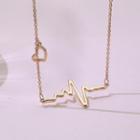 Alloy Heartbeat Pendant Necklace Gold - One Size